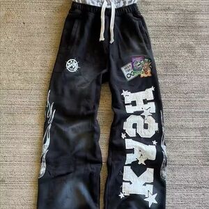 Black Double Waisted Baggy Sweatpants